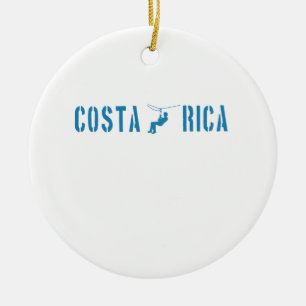 Costa Rica Zip Lining Ceramic Tree Decoration