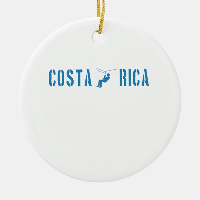 Costa Rica Zip Lining Ceramic Tree Decoration (Front)