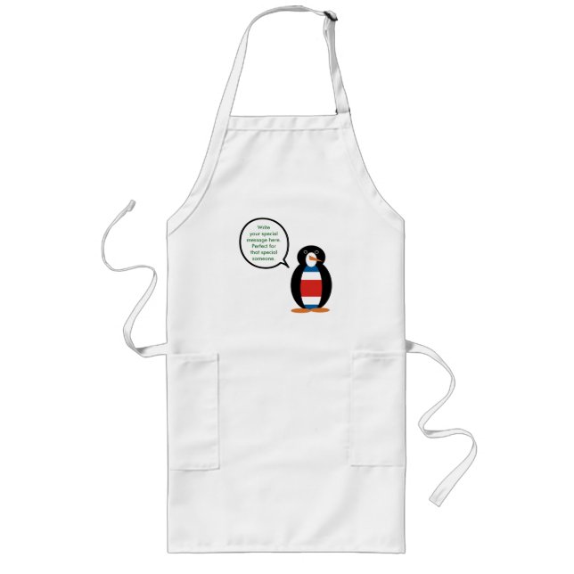 Costa Rican Civil Ensign Flag Talking Mr Penguin Long Apron (Front)