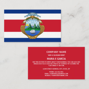 Costa Rican Flag & Coat of Arms, Costa Rica Flag Business Card