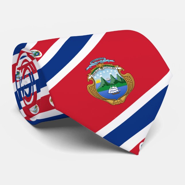 Costa Rican Flag & Coat of Arms, Costa Rica Flag Tie (Rolled)