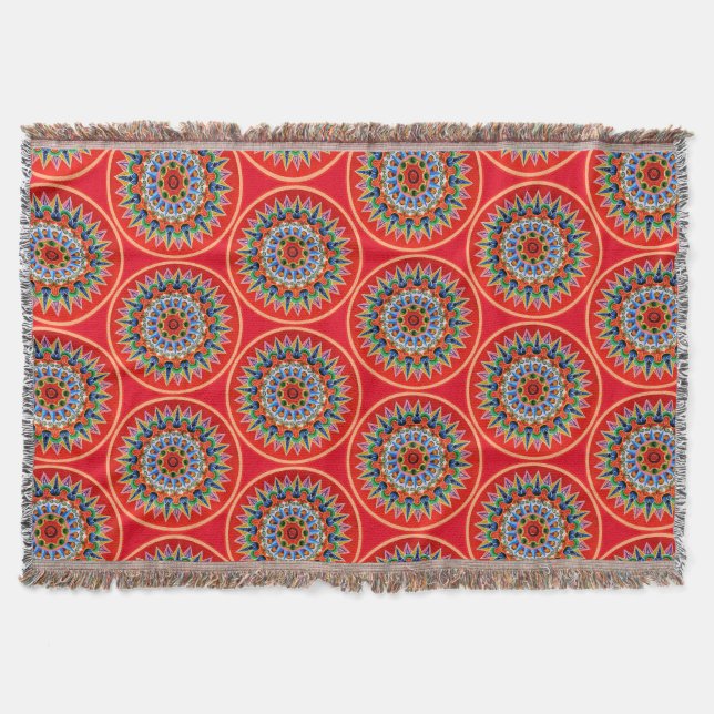 Costa Rican Oxcartwheel Art Throw Blanket (Front)