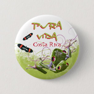 Costa Rican Pura Vida Tree Frog Button