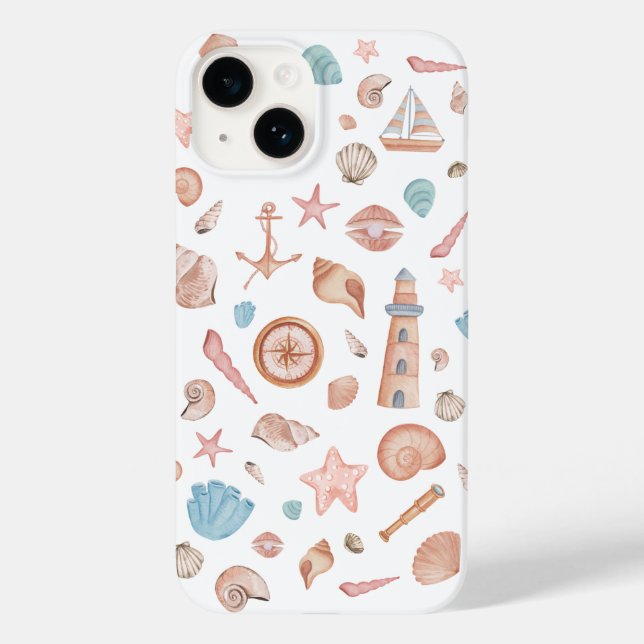 Costal Boho Sea Shell Watercolor IPhone Case (Back)