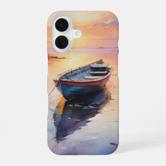 Costal style rawboat in sunset iPhone 16 case