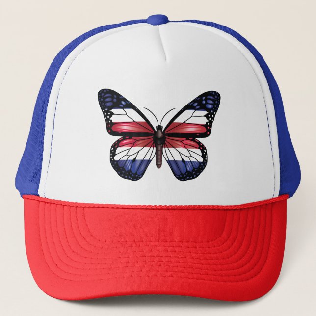 Costarica  butterfly monarch flag trucker hat (Front)