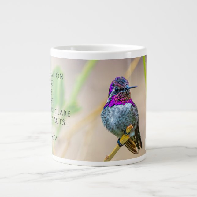 Costa's Hummingbird Psalm 145:4 KJV Large Coffee Mug (Front)