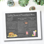 Costly Charms of Parenthood Menu Postcard<br><div class="desc">This is a menu list poem with a comedic twist—each item is a funny,  relatable “dish” from the wild ride of parenting. This poetic menu written by me serves up the hilarious highs and lows that every parent knows all too well.</div>