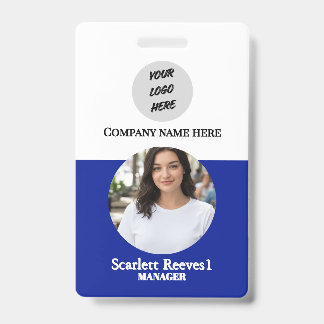 Costom Corporate Employee Business logo blue clip ID Badge