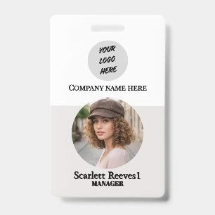 Costom Corporate Employee Business logo grey clip ID Badge