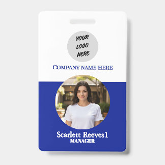 Costom Corporates blue Employee Business logo clip ID Badge