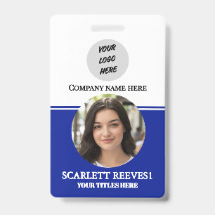 Costom Corporates Employee Business logo blue clip ID Badge