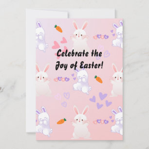 costomize pink blue cute rabbit  Easter Holiday Card