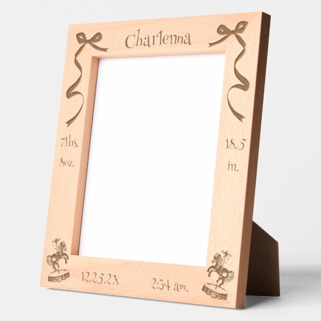 Costum Baby's Birth Picture Carousel Ponny Etched Frames (Left)