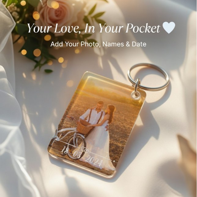 Costum Photo Couples Keychain with Names & Date (Creator Uploaded)