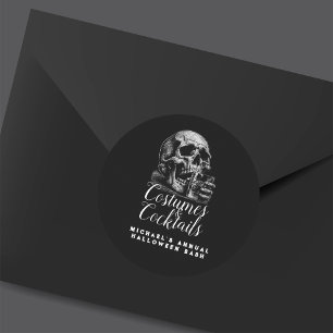 Costume and Cocktails Black Halloween Party Classic Round Sticker