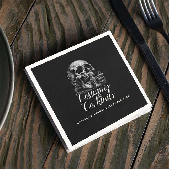 Costume and Cocktails Black Halloween Party  Napkin (Creator Uploaded)