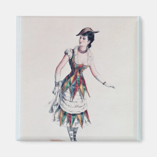 Costume design for a female harlequin, c.1880 magnet