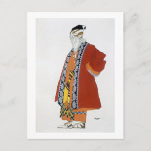 Costume design for an old man in a red coat (colou postcard