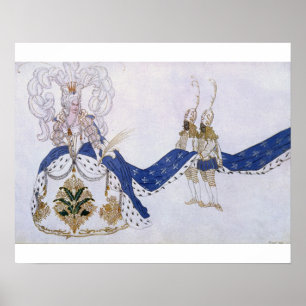 Costume design for The Queen and Her Pages, from S Poster