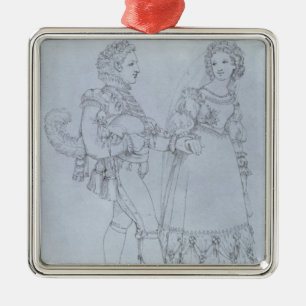 Costume designs Figaro and Susanna from opera Metal Tree Decoration