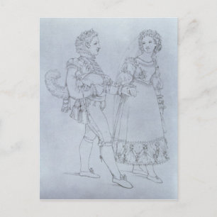 Costume designs Figaro and Susanna from opera Postcard