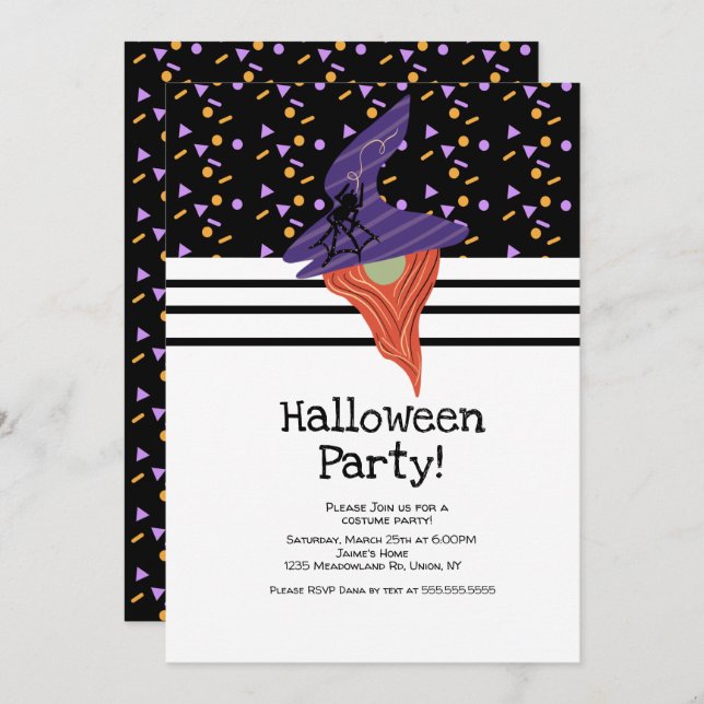Costume Halloween Party Gnome Doodles Confetti Invitation (Front/Back)