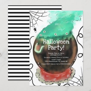 Costume Halloween Party Spooky Witch Cauldron Invitation