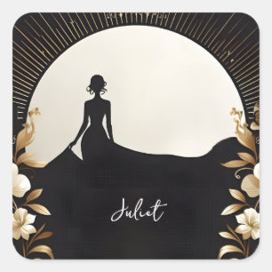 Costume Men Tuxedo Bold Black Tie Bridal Shower Square Sticker