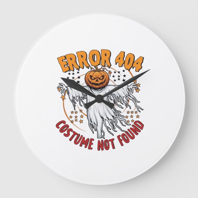 Costume Not Found Halloween Pumpkin Ghost_1 Large Clock (Front)