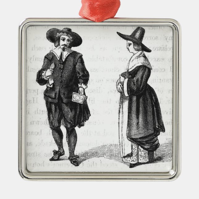 Costume of the Pilgrims Metal Tree Decoration (Front)