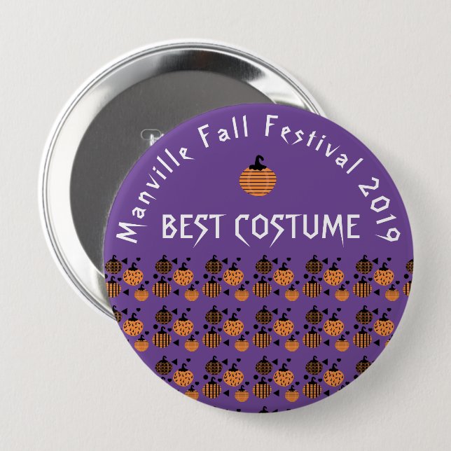Costume Party Best Costume | Geometric Pumpkin Art 10 Cm Round Badge (Front & Back)