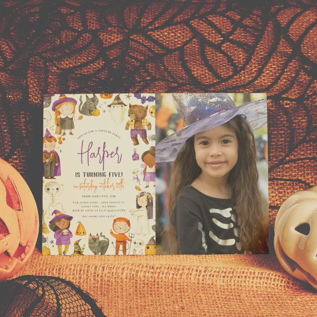 Costume Party Girl Halloween Birthday Party Photo Invitation (Creator Uploaded)