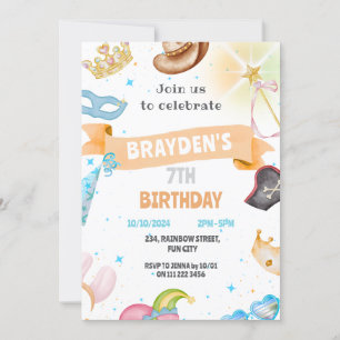 Costume Party Kids Neutral Dress Up Birthday Invitation
