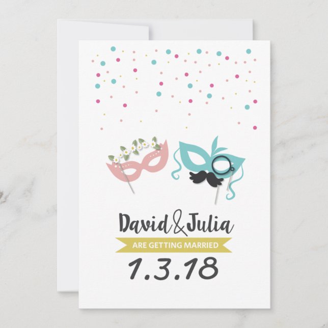 Costume party wedding invitation (Front)