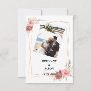 Costume Photo Gold Elegant Wedding Thank You Card