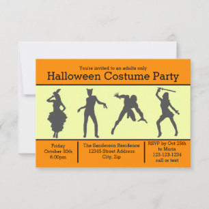 Costume Silhouette Orange - 3x5 Party Invite