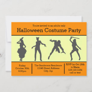 Costume Silhouette Orange - Halloween Party Invite