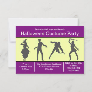 Costume Silhouette Purple - 3x5 Party Invite