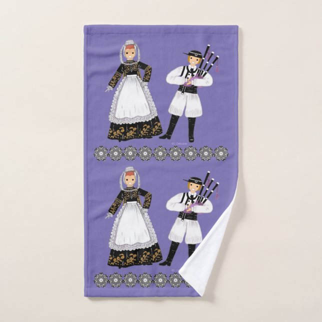 Costume traditionnel de Bretagne, France Hand Towel (Hand Towel)