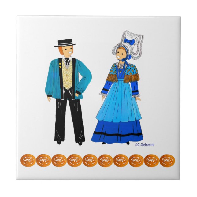 Costume traditionnel de Normandie, France Tile (Front)