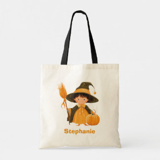 Costume Witch Trick or Treat With Custom Name Tote Bag
