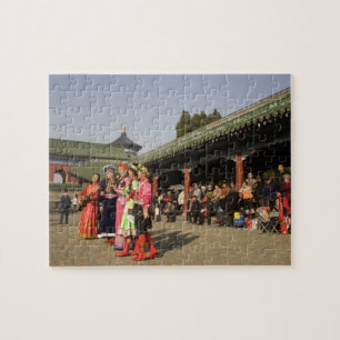 Costumed amateur folk dancers entertain jigsaw puzzle