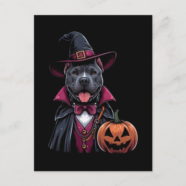 Costumed Pitbull Halloween Postcard (Front)