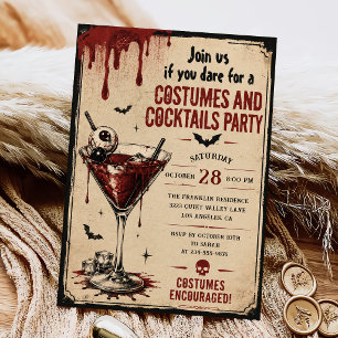 Costumes and Cocktails Adult Halloween Party Invitation