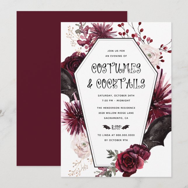 Costumes and Cocktails Adult Halloween Party Invitation (Front/Back)