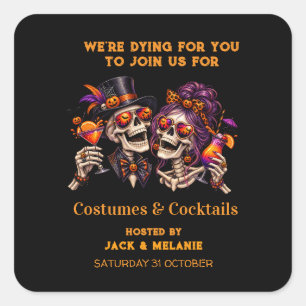Costumes and Cocktails Adult Party Halloween  Square Sticker