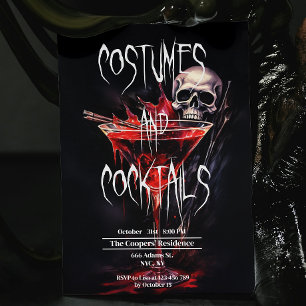 Costumes and Cocktails Bloody Adult Halloween Invitation