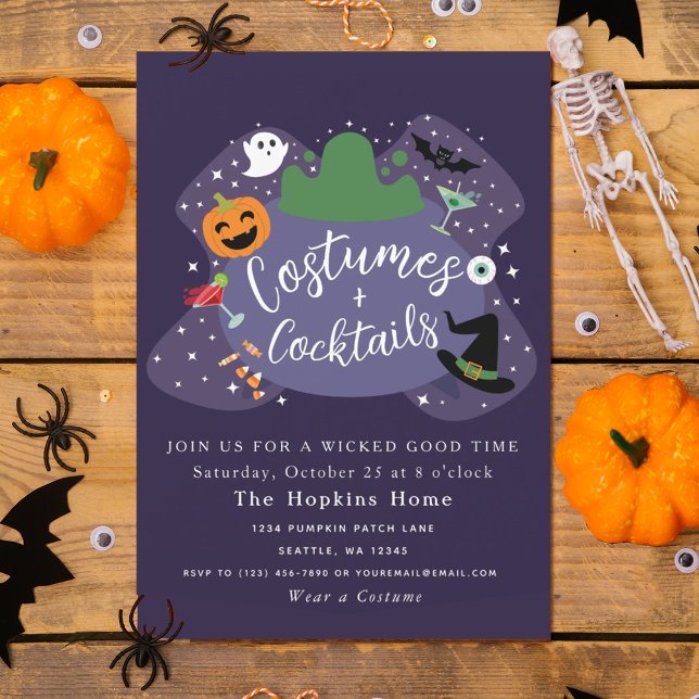 Costumes and Cocktails Cauldron Halloween Party  Invitation (Creator Uploaded)
