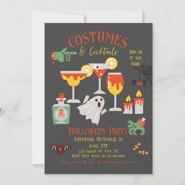 Costumes and Cocktails Halloween Party Invitation (Front)